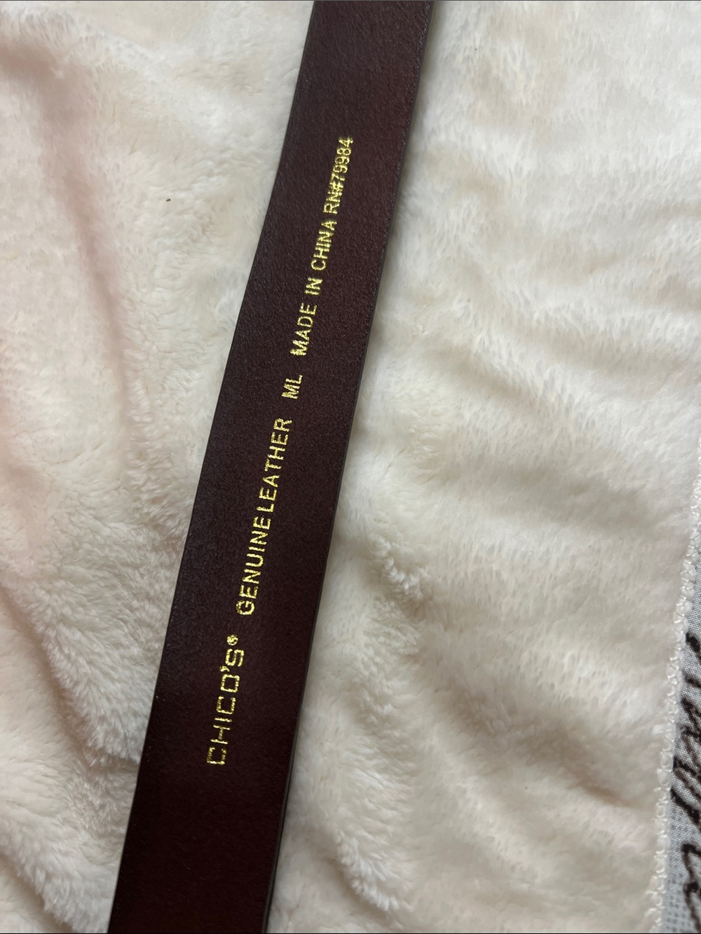 Chico's Adjustable Brown Leather Belt with Gold and Silver Ring Buckle - Picture 2 of 5